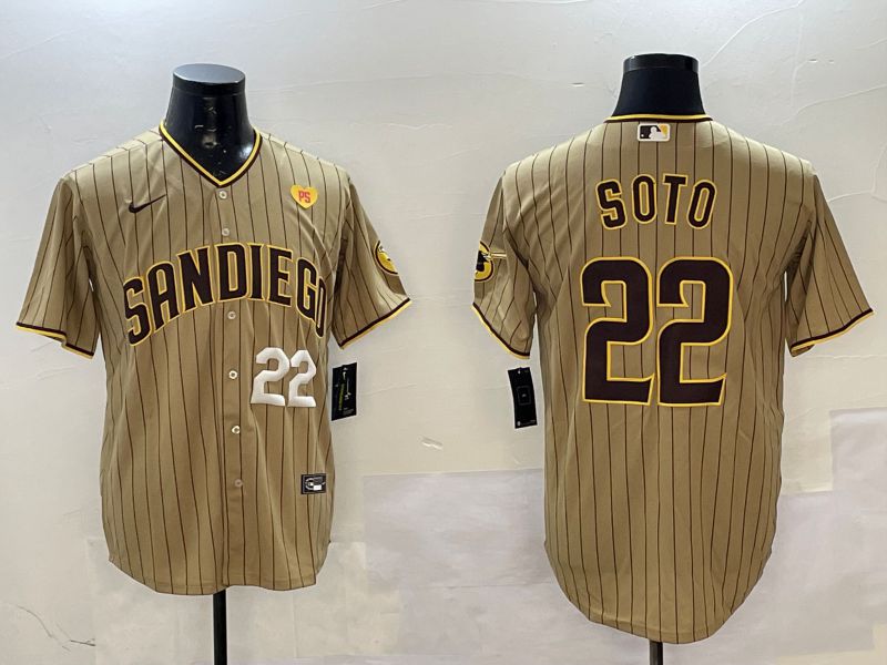 Men San Diego Padres #22 Soto Brown Stripe Game 2025 Nike MLB Jersey style 3->san diego padres->MLB Jersey